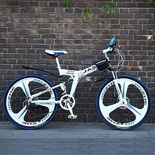 Folding Mountain Bike : Mountain Bike Folding Bikes, 24 inch Double Disc Brake Full Suspension Anti-Slip, Off-Road Variable Speed Racing Bikes for Men and Women 5-27, 24Speed fengong