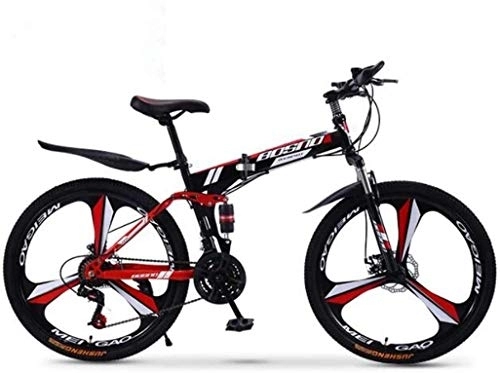 Folding Mountain Bike : Mountain Bike Folding Bikes, 24-Speed Double Disc Brake Full Suspension Anti-Slip, Off-Road Variable Speed Racing Bikes for Men And Women, (Color : A1, Size : 26 inch)