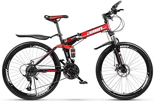 Folding Mountain Bike : Mountain Bike Folding Bikes, 26Inch 24-Speed Double Disc Brake Full Suspension Anti-Slip, Lightweight Frame, Suspension Fork 7-10, W 2 fengong (Color : R 1)