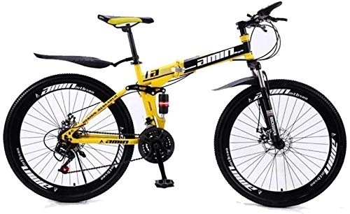 Folding Mountain Bike : Mountain Bike Folding Bikes, 26Inch 24-Speed Double Disc Brake Full Suspension Anti-Slip, Lightweight Frame, Suspension Fork 7-10, W 2 fengong (Color : Y 1)