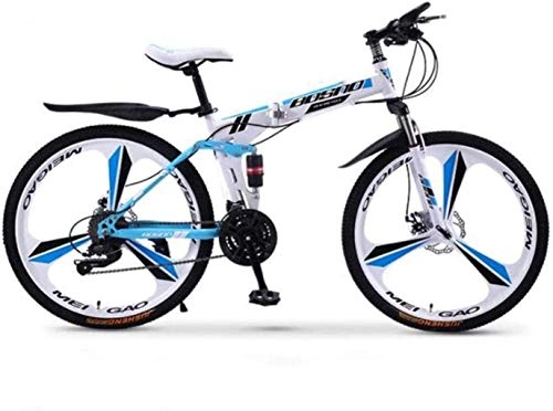 Folding Mountain Bike : Mountain Bike Folding Bikes, 30-Speed Double Disc Brake Full Suspension Anti-Slip, Off-Road Variable Speed Racing Bikes for Men and Women 6-6, B1, 24 inch