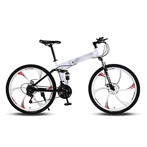 Folding Mountain Bike : Mountain Bike Folding Men's Mountain Bike 26 In Wheel Disc Brake Mountain Bicycle 21 / 24 / 27 Speeds With Carbon Steel Frame Suitable For Men And Women Cycling Enthusiasts(Size:21 Speed, Color:White)