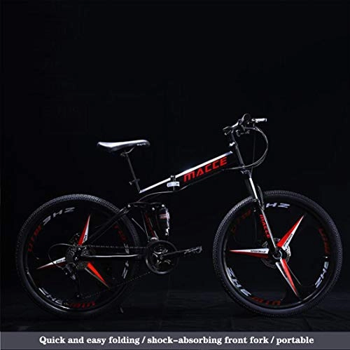 Folding Mountain Bike : Mountain Bike, Folding Mountain Bike Bicycle for Adult Men And Women, High Carbon Steel Dual Suspension Frame, PVC Pedals And Rubber Grips, D1, 27