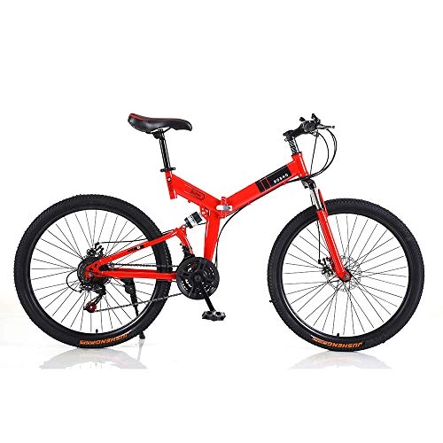 Folding Mountain Bike : Mountain bike for adult, Lightweight Folding Outdoor Travel 24inch / 26inch City commuter Alloy Stronger Frame Disc Brake MTB Bicycles, Red, 27 speed / 26inchs