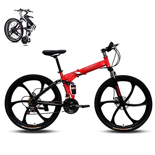Folding Mountain Bike : Mountain Bike for Men Women, 27-speed Index System Folding MTB Bike for Adults Student, 26-Inch Folding Bike Lightweight Folding Speed Bicycle, Fold up City Bike, Double Damping Bicycle Fat Tire, Red
