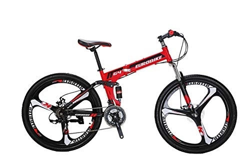 Folding Mountain Bike : Mountain Bike G4 21 Speed 26 Inches 3-Spoke Wheels Dual Suspension Adult Folding Bicycle