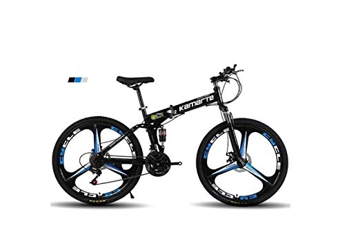 Folding Mountain Bike : Mountain Bike Mens' Mountain Bike, 24" inch 3-Spoke Wheels High-Carbon Steel Frame, 21 / 24 / 27 Speed Dual Suspension Folding Bike Unisex with Disc Brakes, Black, 27 Speed