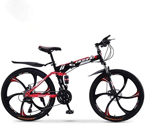 Folding Mountain Bike : Mountain Bike Mountain Bike Folding Bikes, 27-Speed Double Disc Brake Full Suspension Anti-Slip, Off-Road Variable Speed Racing Bikes (Color : A2, Size : 24 inch)