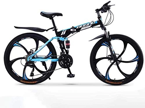 Folding Mountain Bike : Mountain Bike Mountain Bike Folding Bikes, 27-Speed Double Disc Brake Full Suspension Anti-Slip, Off-Road Variable Speed Racing Bikes (Color : C1, Size : 26 inch)