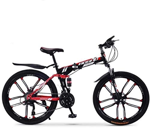 Folding Mountain Bike : Mountain Bike Mountain Bike Folding Bikes, 30-Speed Double Disc Brake Full Suspension Anti-Slip, Off-Road Variable Speed Racing Bikes (Color : A3, Size : 26 inch)