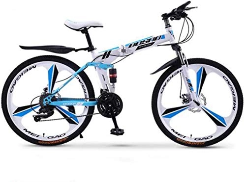 Folding Mountain Bike : Mountain Bike Mountain Bike Folding Bikes, 30-Speed Double Disc Brake Full Suspension Anti-Slip, Off-Road Variable Speed Racing Bikes (Color : B1, Size : 26 inch)