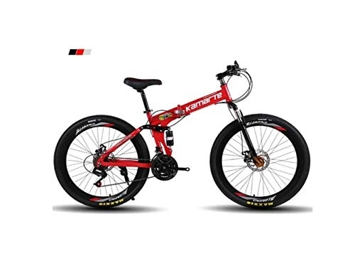 Folding Mountain Bike : Mountain Bike, Mountain Bike Mens' Mountain Bike, 26" inch 3-Spoke Wheels High-Carbon Steel Frame, 21 / 24 / 27 Speed Dual Suspension Folding Bike Unisex with Disc, Red, 27 Speed