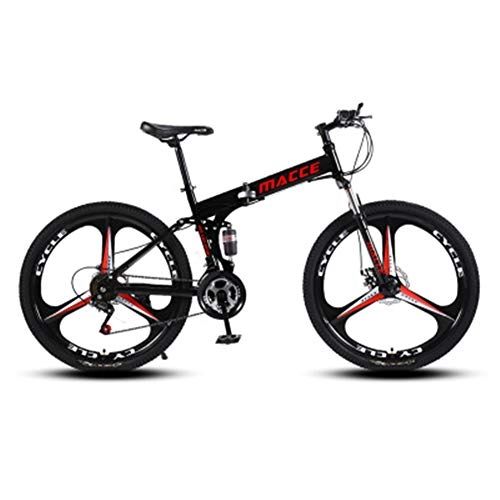 Folding Mountain Bike : Mountain Bike with High Carbon Steel Frame, 26 / 26 inch Wheels, Double Disc Brake, Front Suspension Anti-Slip Folding Bikes, Black, 26 inch 24 Speed