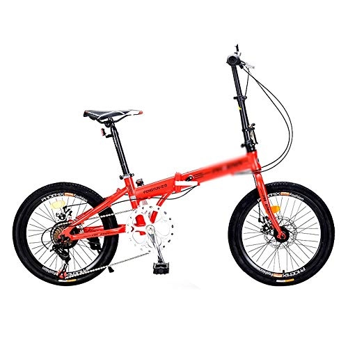 Folding Mountain Bike : Mountain Bikes Bicycle Foldable Bicycle Road Bike Bicycle Bicycle Speed Bike 20 Inch 7-Speed Shift (Color : Red, Size : 150 * 60 * 111cm)