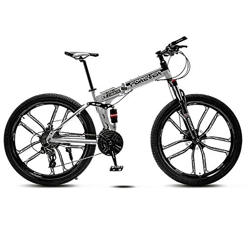 Folding Mountain Bike : Mountain Bikes Bikes for Adults Ladies Bikes Folding Bikes, Foldable Mountain Bike Bicycle for Adults Men And Women, High-Carbon Steel Hardtail MBT Bike 21 / 24 / 27 / 30 Speed
