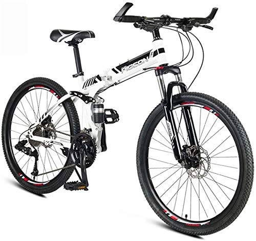 Folding Mountain Bike : Mountain Bikes, Dirt Bike Mountain Bike Exercise Bike Road Bike Mens Bike Girls Bike 24 / 26 Inch Lightweight Folding Bike Small Portable Bicycle Adult Student 24 / 27 / 30 Speed (Color : White, Size : 24in