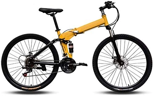 Folding Mountain Bike : Mountain Bikes, Easy to Carry Folding High Carbon Steel Frame 24 inch Variable Speed Double Shock Absorption Foldable Bicycle 6-6, 24 Speed fengong