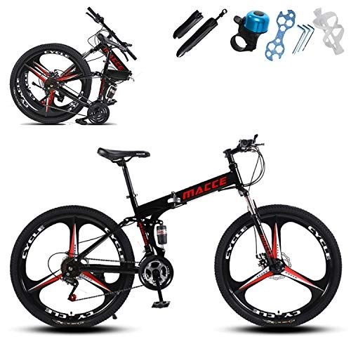 Folding Mountain Bike : Mountain Bikes, Foldable Sports / Mountain Bike 24 / 26 Inches 3 Cutter Wheel, Mountain Bicycle with Front Suspension Adjustable Seat AQUILA1125 (Color : 24 inches)