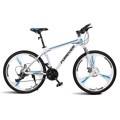 Folding Mountain Bike : Mountain Folding Bicycle, 24" Double Disc Brake High Carbon Steel Frame Cross Country Bicycle 24 Speed Unisex Shock Absorber Bicycle Slip Wear Tire, Blue