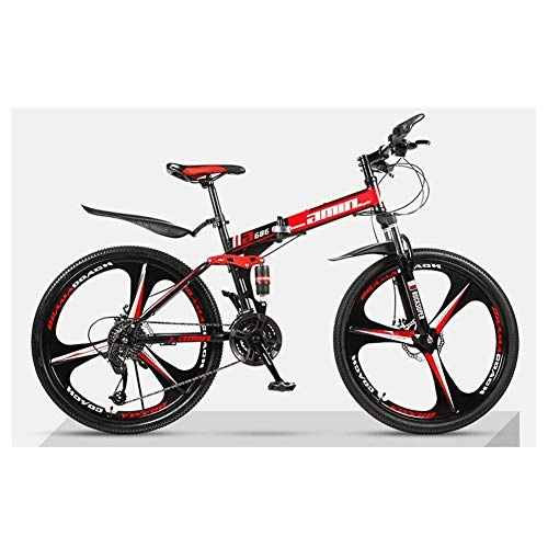 Folding Mountain Bike : MOZUSA Outdoor sports Mountain Bike 30 Speeds Mountain Bike 26' Tire HighCarbon Steel Frame Fork Suspension with Lockout Bicycle Mechanical Dual Disc Brake (Color : Black)