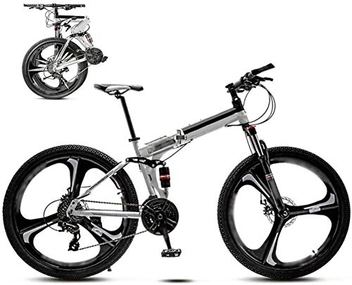 Folding Mountain Bike : MQJ 24 inch MTB Bicycle Unisex Folding Commuter Bike 30-Speed Gears Foldable Mountain Bike Off-Road Variable Speed Bikes for Men and Women Double Disc Brake-A_21 Speed, a, 24 Speed