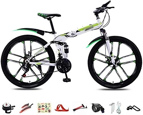Folding Mountain Bike : MQJ Foldable Bicycle 26 inch 30-Speed Folding Mountain Bike Unisex Lightweight Commuter Bike MTB Full Suspension Bicycle with Double Disc, D