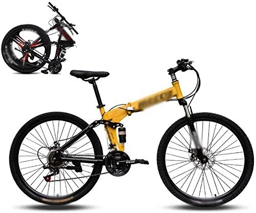 Folding Mountain Bike : MQJ Foldable Mountain Bike 8 Seconds Fast Folding Mountain Bike 24-Inch 21-Speed Steel Frame Double Disc Brakes Foldable Bike, Used for Off-Road Outdoor City Cycling Travel, 24Inch, a