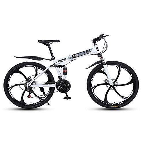 Folding Mountain Bike : MRQXDP 27 Speed Folding Bicycle Suspension MTB Bike for Men / Women, Bike for Adult Teens Outroad Mountain, 26 Inch Bike Mountain Bikes-white