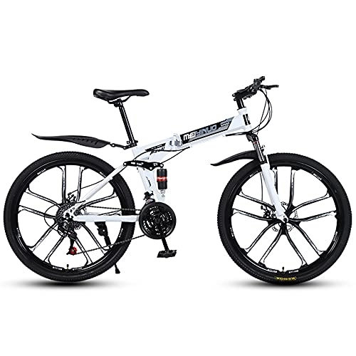 Folding Mountain Bike : MSG ZY Fold MTB Cycle, High-Carbon Steel Frame, 26", 24-27 Speeds All-Terrain Bicycle, 10-spoke wheel, Mountain Bike With Dual suspension Dual Disc Brake