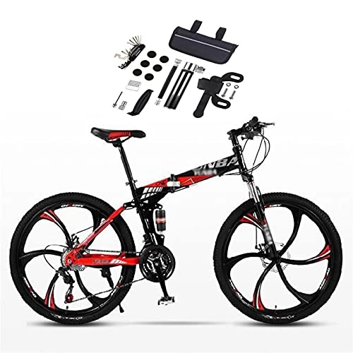 Folding Mountain Bike : MTB 24 Inches Folding Mountain Bikes, Beach Snowmobile Bicycle 6 Knife Wheels Bikes Variable Speed ​​Bicycles For Mens Adults And Teenagers Color: A-D (Color : B)
