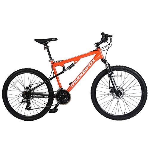 Folding Mountain Bike : Muddyfox Unisex Adult T-Blaze Dual Suspension 21 Speed Mountain Bike, Orange, 26 Inch