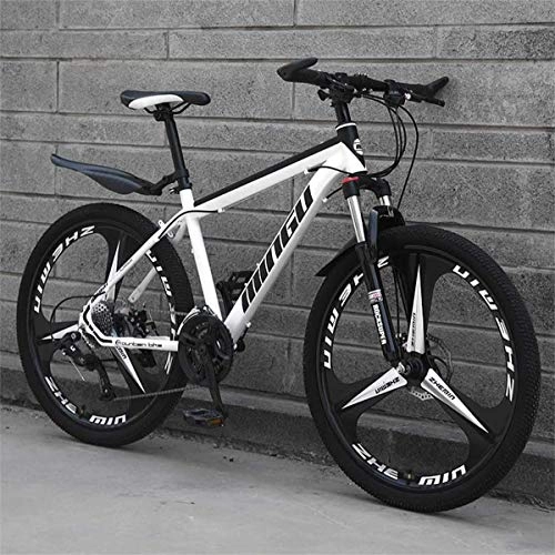 Folding Mountain Bike : myvovo 26 Inch Men's Mountain Bikes Black and White, High-carbon Steel Hardtail Mountain Bike, Mountain Bicycle with Front Suspension Adjustable Seat, 21 Speed, White 3 Spoke
