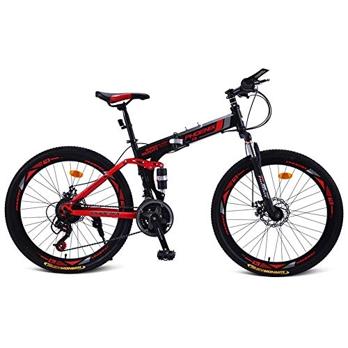 Folding Mountain Bike : NBWE Folding Mountain Bike Bicycle Adult Double Shock Road Bike Leisure Bicycle Male and Female Student Car 24 Speed 26 Inch Commuter bicycle