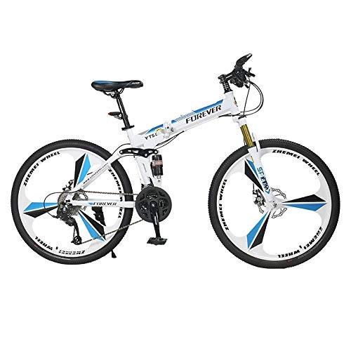 Folding Mountain Bike : NBWE Folding Mountain Bike Bicycle One Wheel Double Disc Brakes Off-Road Bicycle Male Student Adult 24 Speed 26 Inches Commuter bicycle