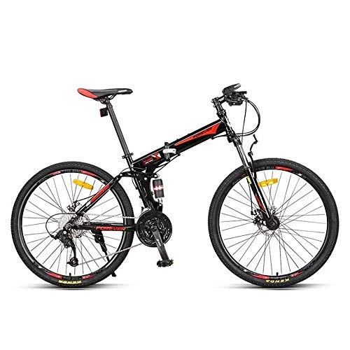 Folding Mountain Bike : NBWE Folding Mountain Bike Speed Off-Road Double Shock Absorption Soft Tail Racing 27 Speed 26 Inches Commuter bicycle