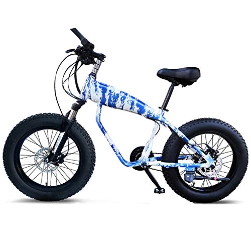 Folding Mountain Bike : NENGGE 20 Inch Mountain Bikes, 30-Speed Overdrive Fat Tire Bicycle, Boys Womens Aluminum Frame Hardtail Mountain Bike with Front Suspension, Blue, Spoke