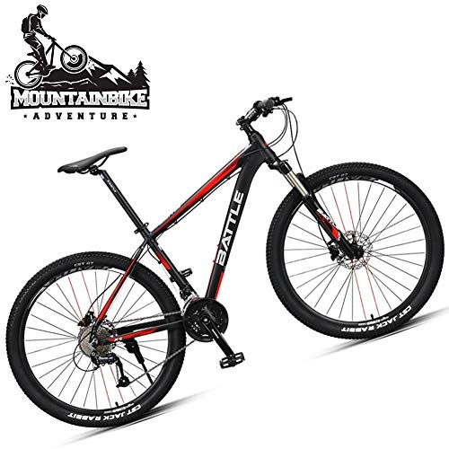 Folding Mountain Bike : NENGGE 27.5 Inch Hardtail Mountain Bike 30 Speed for Adults Men Women, Overdrive Front Suspension Mountain Bicycle with Hydraulic Disc Brake, Aluminum Alloy Anti-Slip Bikes, Black Red