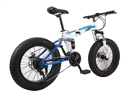 Folding Mountain Bike : NENGGE Mountain Bike, 7 / 21 / 24 / 27 / 30 Speed Steel Frame, 4.0" Fat Tyres Spoke Wheels Suspension Folding Bike, B 30speed (Color : C)