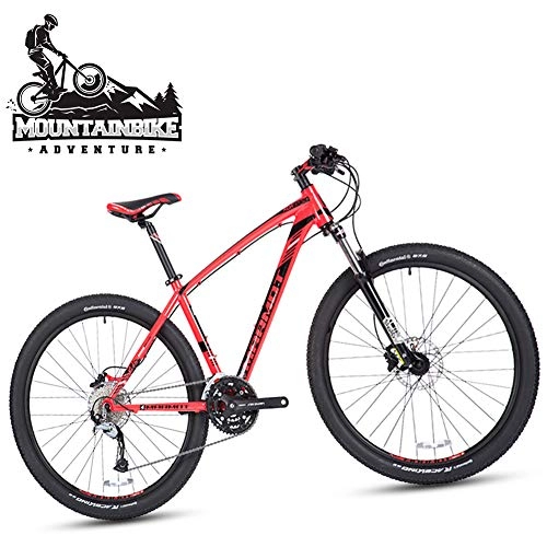 Folding Mountain Bike : NENGGE Mountain Bikes 27.5 Inch for Adults Men Women, 27 Speed Aluminum Alloy Hardtail Mountain Bicycle with Front Suspension, Dual Disc Brake & Adjustable Seat, Red, 15 Inch