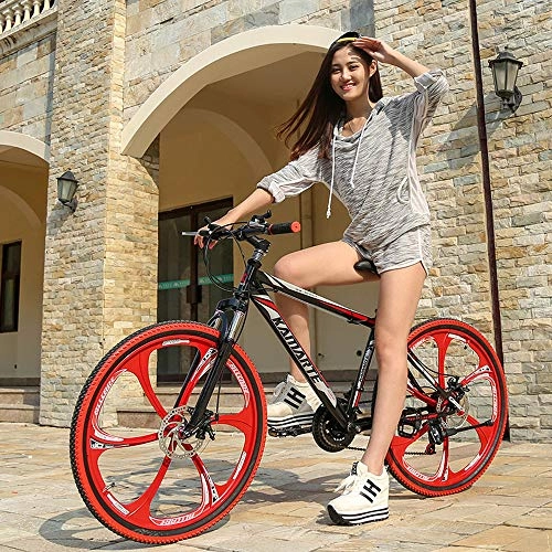 Folding Mountain Bike : Nerioya Mountain Bike, High Carbon Steel Double Disc Brake Speed Student Bike 26 Inches 21-27 Speed, Shock Absorption And Anti-Skid, D, 26 inch 24 speed