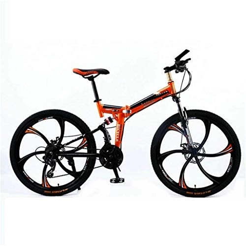 Folding Mountain Bike : Nfudishpu Folding bike adult mountain bike full suspension folding bicycle 26" wheel 21 / 24 speed, 21 speed