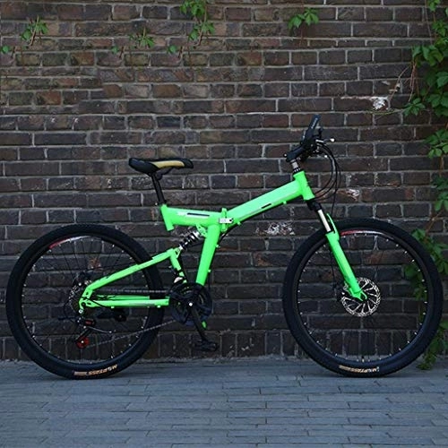 Folding Mountain Bike : Nfudishpu Mens Mountain Bike Biking 24 / 26 Inch 21 Speed Folding Green Cycle with Disc Brakes, 24 inch
