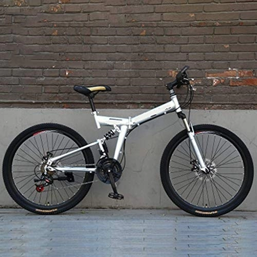 Folding Mountain Bike : Nfudishpu Mountain Adult Sport Bike Aluminum Full Suspension, 24-26-Inch Wheels 21 Speed Folding Cycle with Disc Brakes Multiple Colors, 24 inch