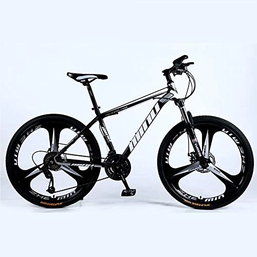 Folding Mountain Bike : Novokart- Country Mountain Bike 24 Inch with Double Disc Brake, Adult MTB, Hardtail Bicycle with Adjustable Seat, Thickened Carbon Steel Frame, Black, 3 Cutters Wheel, 21-stage shift