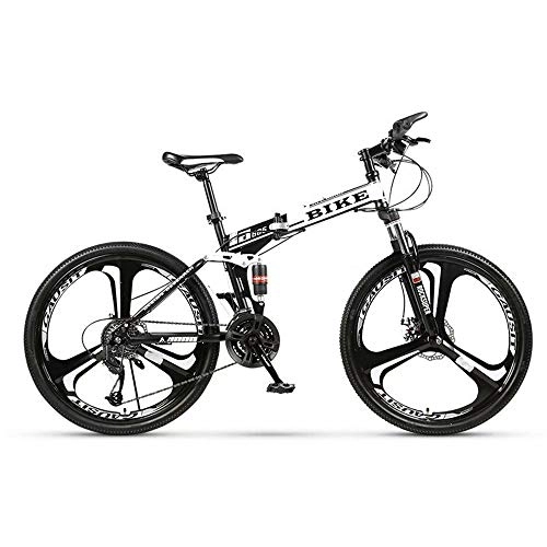 Folding Mountain Bike : Novokart-Foldable MountainBike 24 Inches, MTB Bicycle with 3 Cutter Wheel, White