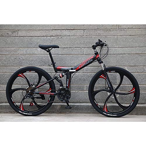 Folding Mountain Bike : Novokart-Foldable Sports / Mountain Bike 24 Inches 6 Cutter Wheel, Black