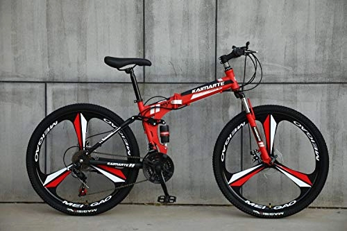 Folding Mountain Bike : Novokart-Foldable Sports / Mountain Bike 26 Inches 3 Cutter Wheel, Red