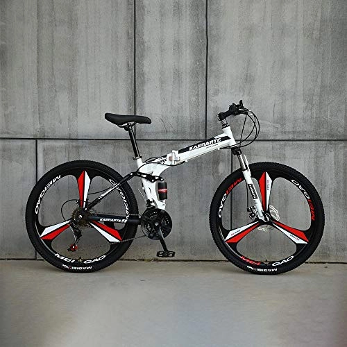 Folding Mountain Bike : Novokart-Foldable Sports / Mountain Bike 26 Inches 3 Cutter Wheel, White