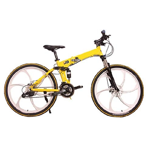Folding Mountain Bike : NXX 20 Inch Men's Mountainbike High-Carbon Steel MTB Bicycle Gearshift Bicycl with Front Suspension Adjustable Seat, 7 Speed, 6 Spoke, Yellow