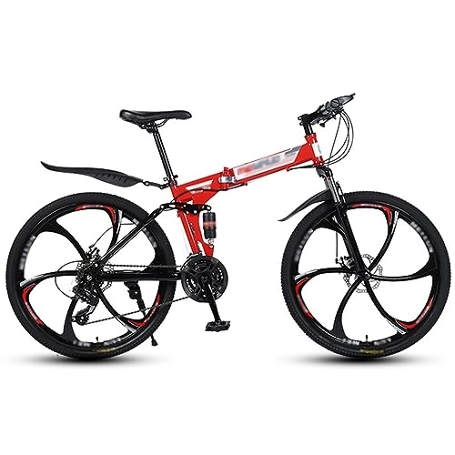 Folding Mountain Bike : NYASAA Adult Men's and Women's Mountain Bikes, Foldable High Carbon Steel Frame, 26 Inch Wheels, For Going Out, Sports (red 26)